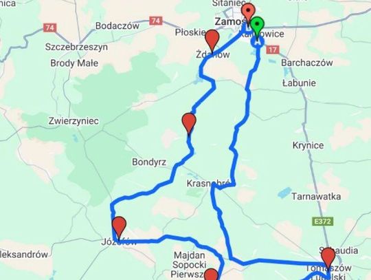 Tomaszowska policja będzie czuwała nad bezpieczeństwem. Apeluje też, by wcześniej zapoznać się z trasą wyścigu. Na zdjęciu trasa zaplanowana na 20 sierpnia.