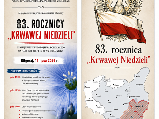 11 lipca, w Biłgoraju odbędą się oficjalne obchody 83. rocznicy „Krwawej Niedzieli”.