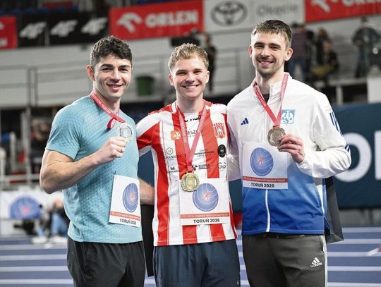 Na festiwal „rilejs” do Botstwany pojadą wszyscy trzej medaliści tegorocznych halowych mistrzostw Polski w biegu na 60 m – Dominik Kopeć, Oliwer Wdowik i Mateusz Siuda. Fot. Łukasz Szeląg (PZLA)