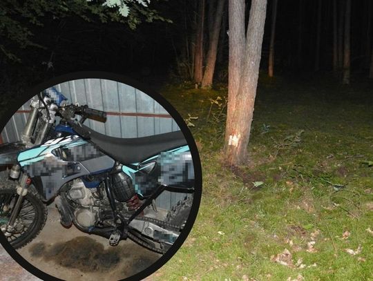 17-latek jadąc motocyklem crossowym leśną drogą stracił kontrolę nad pojazdem i uderzył w drzewo.