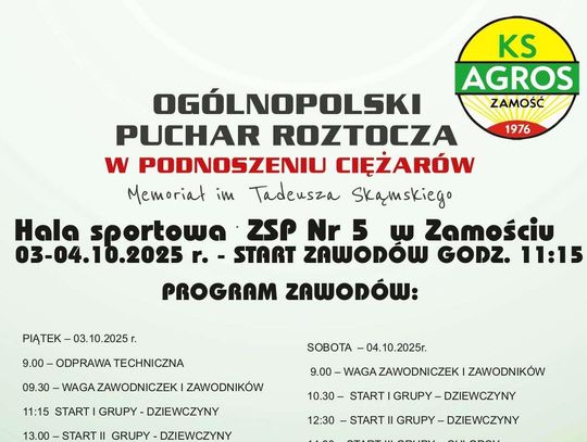 Plakat z programem Ogólnopolskiego Pucharu Roztocza.