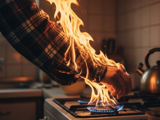 Płonąca koszula i poparzenia. 80-latek miał niebezpieczny incydent kuchenny Zdjęcie ilustracyjne