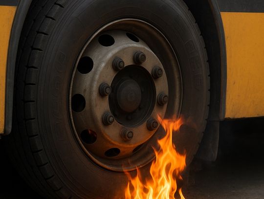 W niedzielę, tuż przed przejściem granicznym w miejscowości Berdyszcze, zapaliło się przednie koło autobusu wiozącego 31 obywateli Ukrainy.