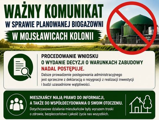 Prawdziwy zwrot w sprawie biogazowni w Mojsławicach-Kolonii