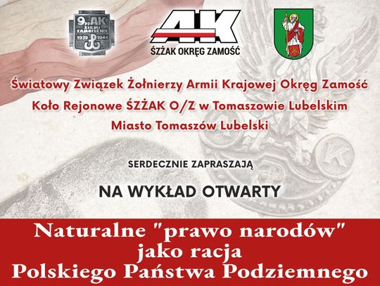 12 września w Tomaszowie Lubelskim odbędzie się wykład poświęcony naturalnemu prawu narodów.