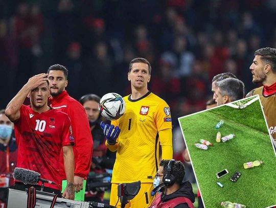 Przerwany mecz Polska - Albania. W piłkarzy poleciały butelki i telefony