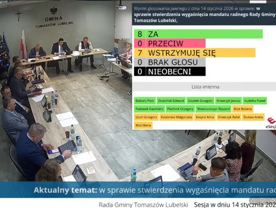 Wojewoda skierował do rady gminy Tomaszów Lubelski wezwanie do formalnego stwierdzenia wygaśnięcia mandatu.