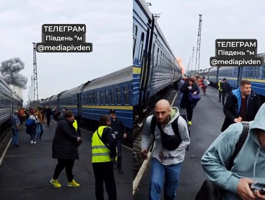 W niedzielę 13 września jeden z dronów uderzył w lokomotywę pociągu pasażerskiego relacji Kijów-Warszawa.