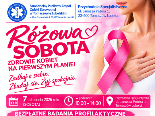 "Zadbaj o siebie. Zbadaj się. Żyj spokojnie" - zachęca SPZOZ w Tomaszowie.
