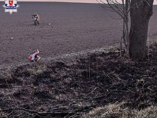 Rozpędził się i nie wyhamował. Wjechał w środek pola