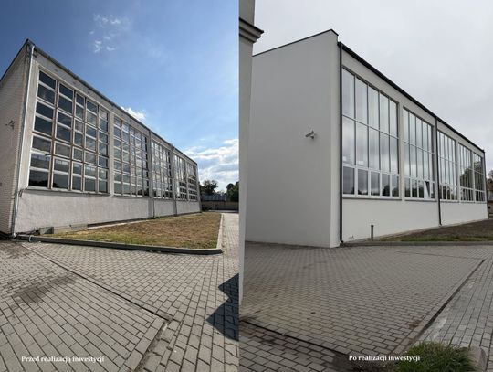 Tak wygląda szkoła w Bełżcu przed i po termomodernizacji.