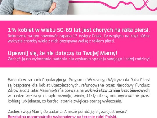 Tomaszów Lubelski: Bezpłatna mammografia dla pań