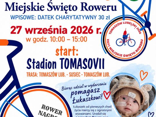 W Tomaszowie Lubelskim w niedzielę, 27 września odbędzie się XXVI Charytatywne Miejskie Święto Roweru.