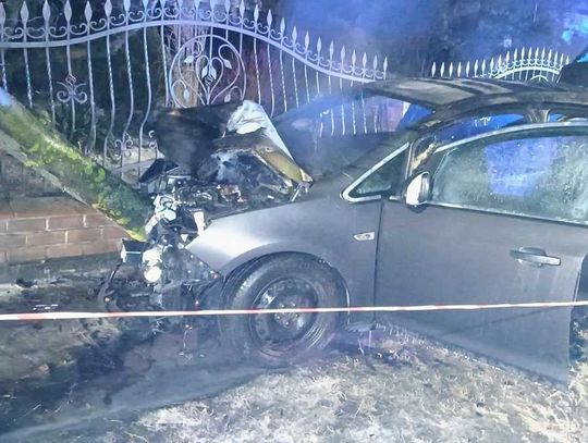 Tomaszów Lubelski: Pijany 20-latek zakończył jazdę na drzewie. Auto stanęło w płomieniach Tomaszów Lubelski: Pijany 20-latek zakończył jazdę na drzewie. Auto stanęło w płomieniach