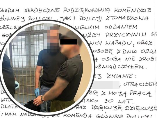 Komendant Powiatowy Policji w Tomaszowie Lubelskim dostał podziękowania za wzorową pracę policjantów z Wydziału Kryminalnego od mężczyzny, który w styczniu tego roku został napadnięty pod domem.