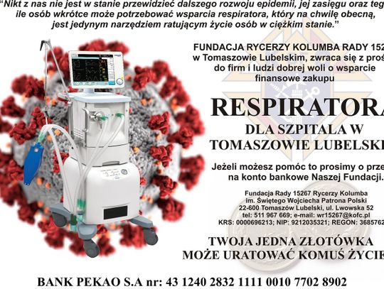 Tomaszów Lubelski: Zrzutka na respirator dla szpitala