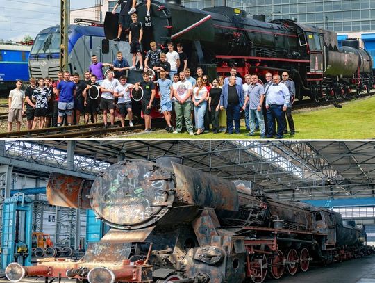 Pierwsze prace rozpoczęła klasa IIDF – od oczyszczania powierzchni parowozu z farby i rdzy. Następnie, już w hali lokomotywowni, rozpoczęto odbudowę brakujących elementów konstrukcyjnych