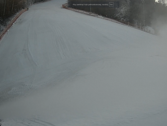 Widok na stok Biała Góra w Justynówce koło Tomaszowa Lubelskiego z kamery uchwycony 10.02.2025.