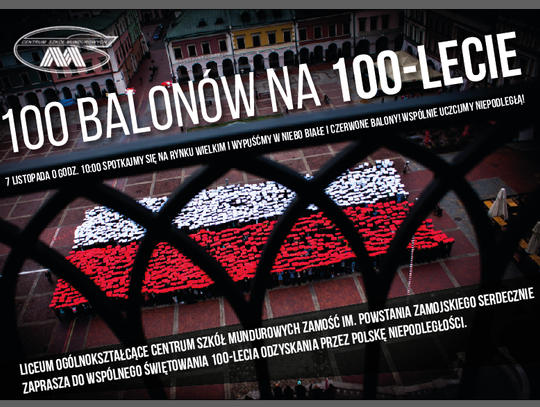Zamość: 100 balonów poleci w niebo na 100-lecie niepodległości