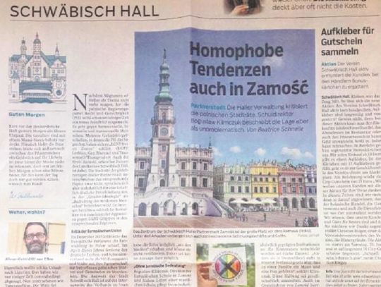 Zamość: Niemcy widzą u nas homofobię (TYLKO W GAZECIE)