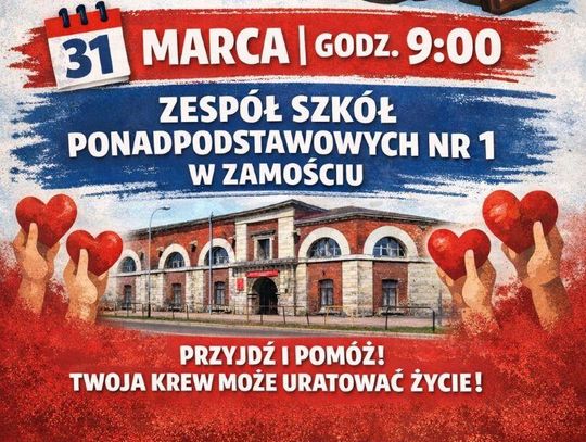 31 marca w Zespole Szkół Ponadpodstawowych nr 1 („Ekonomik”) odbędzie się akcja poboru krwi. Początek – godz. 9.