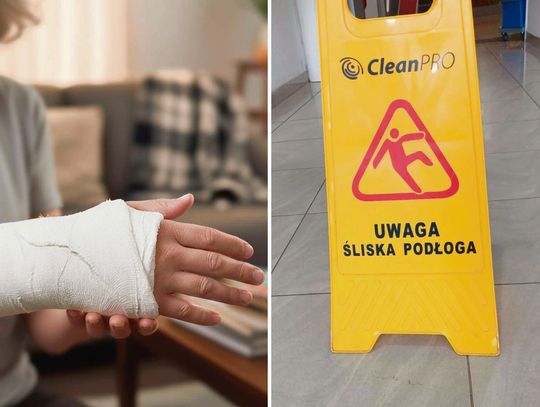 Mieszkanka Zamościa przyznała, że ostrzeżenie o śliskiej nawierzchni znajdowało się w holu, ale nie było widoczne dla tych, którzy wchodzili do szpitala. Fot. Leszek Wójtowicz/Gemini
