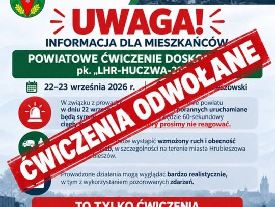 W powiecie hrubieszowskim może wystąpić wzmożony ruch i obecność służb oraz wojska, szczególnie w Hrubieszowie i gminie Hrubieszów.