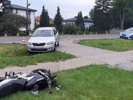 Zderzenie motocykla ze skodą w Kalinowicach