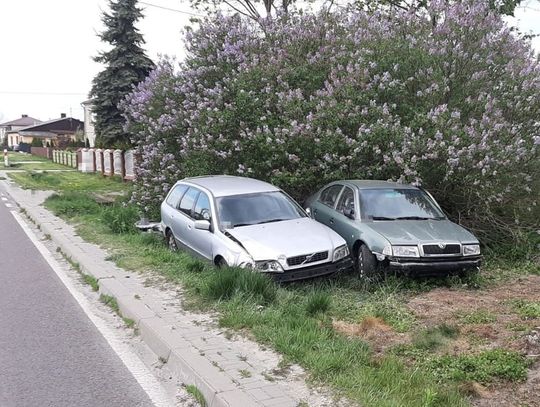 Zderzenie skody i volvo w Jacni