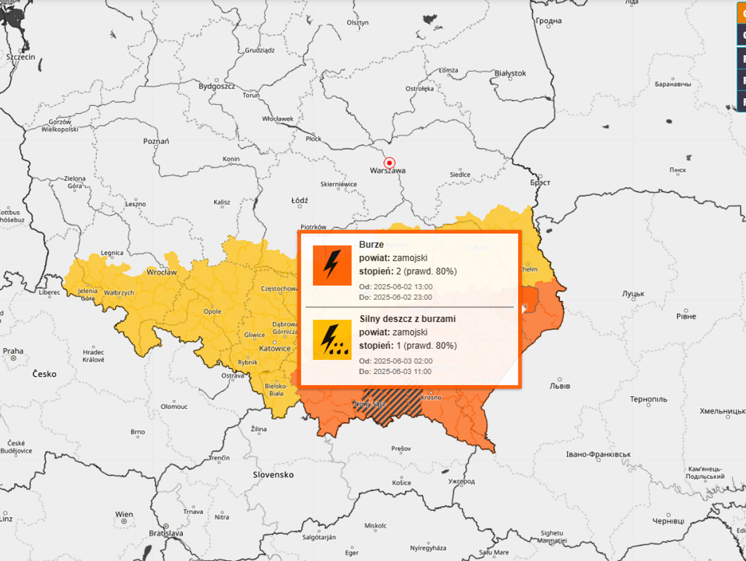 Burze i upały nad Lubelszczyzną. Alert RCB i ostrzeżenie 2. stopnia dla całego regionu