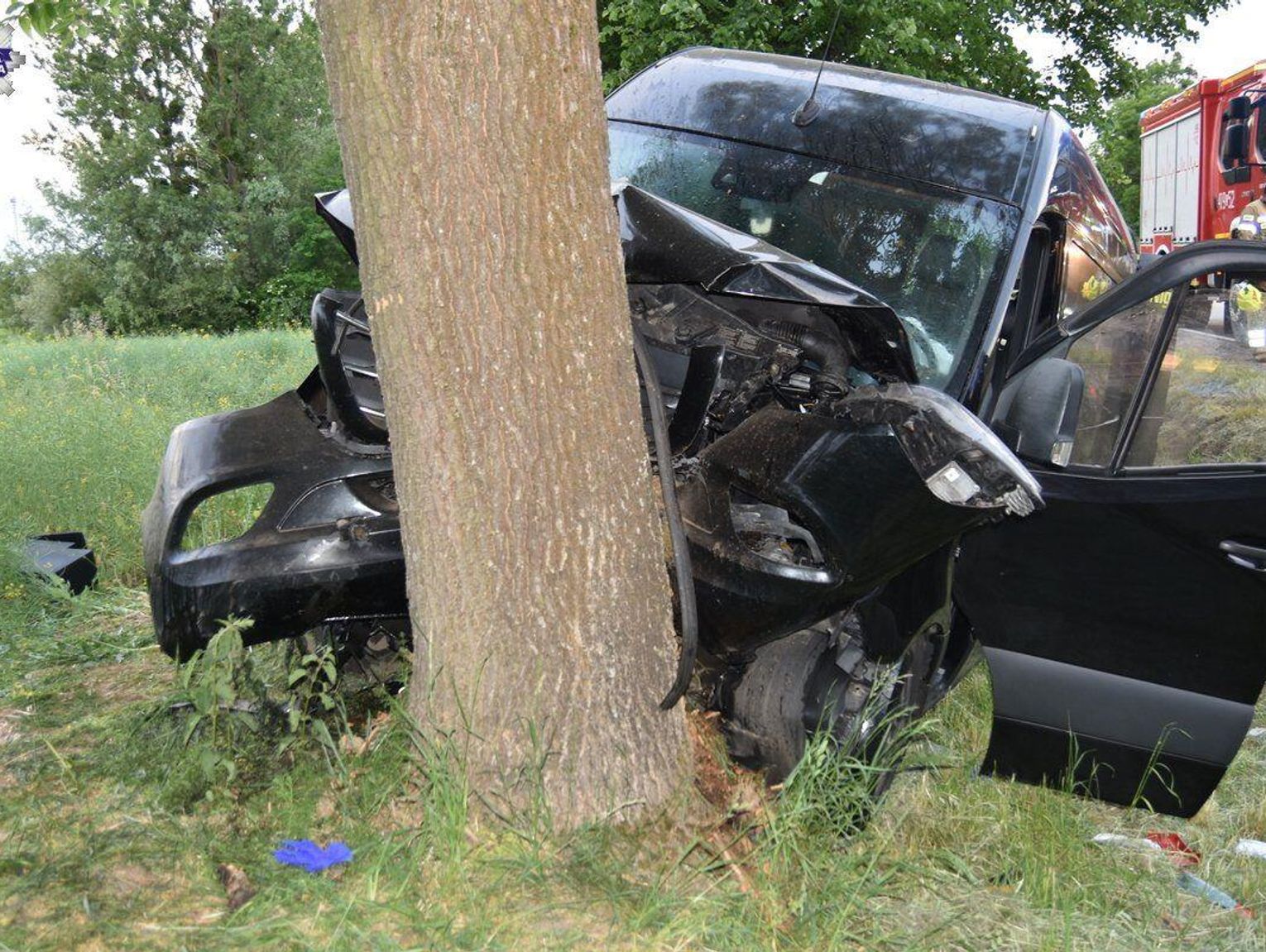 Mercedes roztrzaskał się o drzewo w Uchaniach. Do szpitali trafiło 6 kobiet z Ukrainy