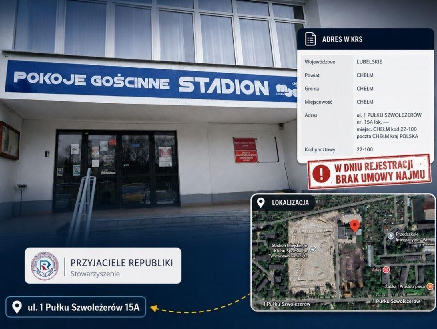 Chełm. Stowarzyszenie Republiki najpierw wpisało adres MOSiR do KRS, a dopiero później złożyło wniosek o wynajem?
