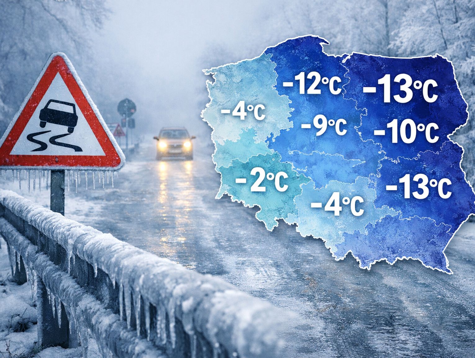 Gołoledź i siarczysty mróz. Zima znowu pokazuje pazury