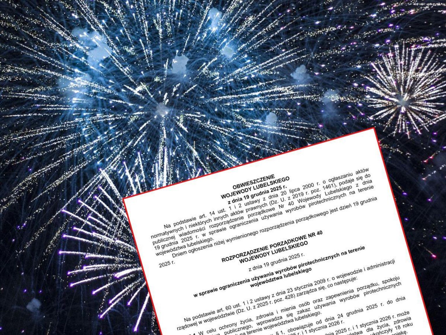Ograniczenia w używaniu fajerwerków na terenie województwa lubelskiego