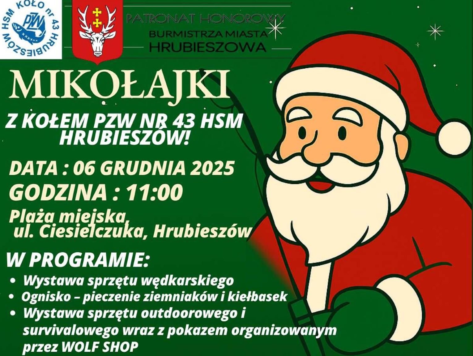 Rodzinne Mikołajki z wędkarzami w Hrubieszowie. Łodzie, terenówki i ognisko