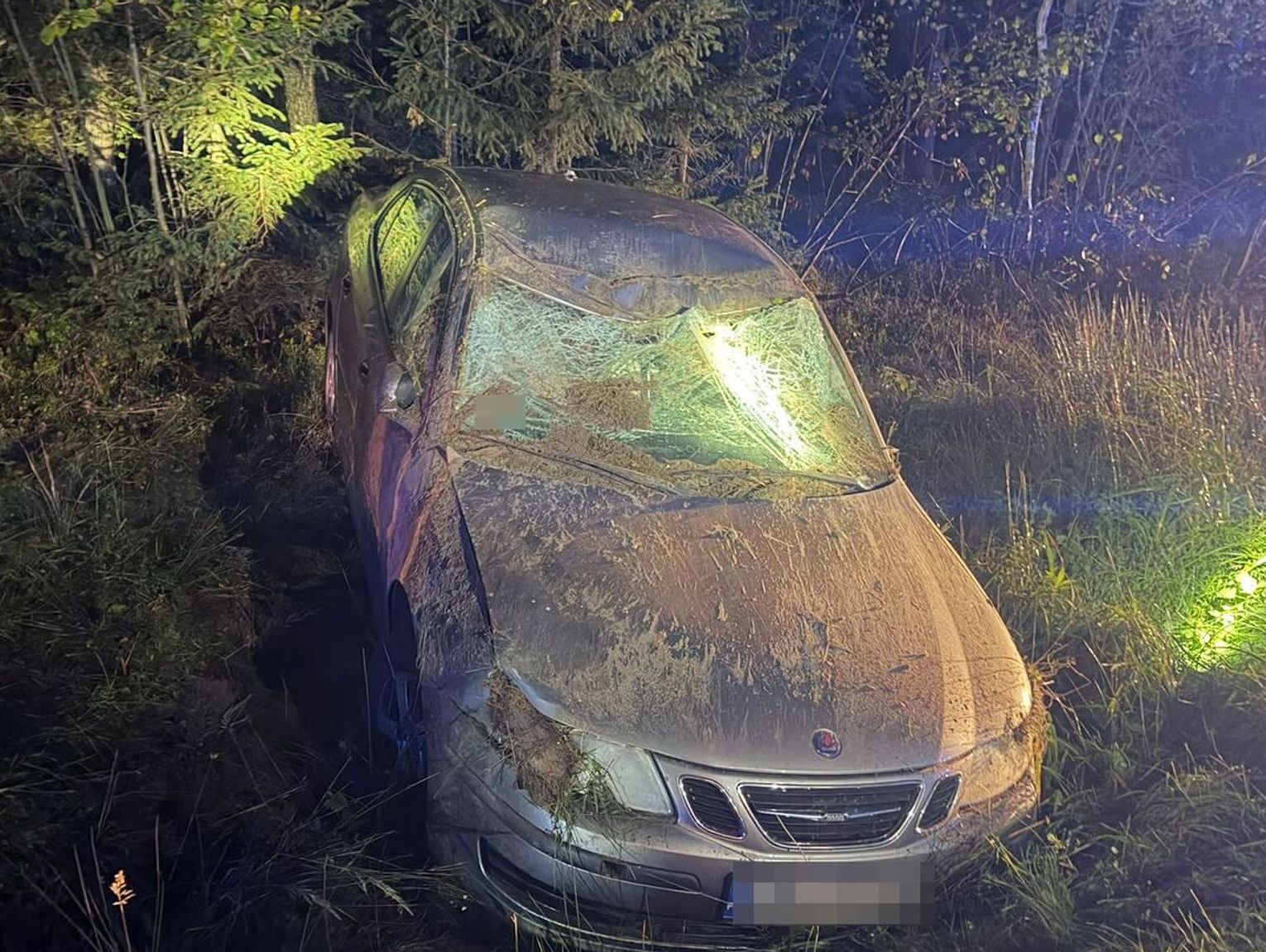 Saab dachował w Bukownicy - 26-latek stracił panowanie nad autem