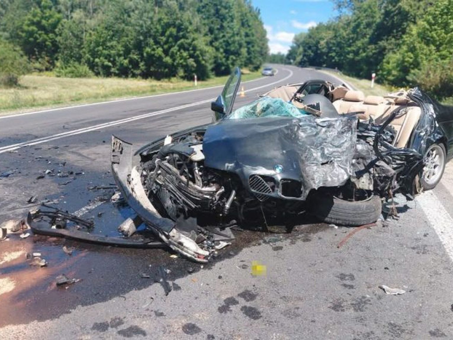 Tragiczny wypadek pod Frampolem - kierowca BMW zginął na miejscu
