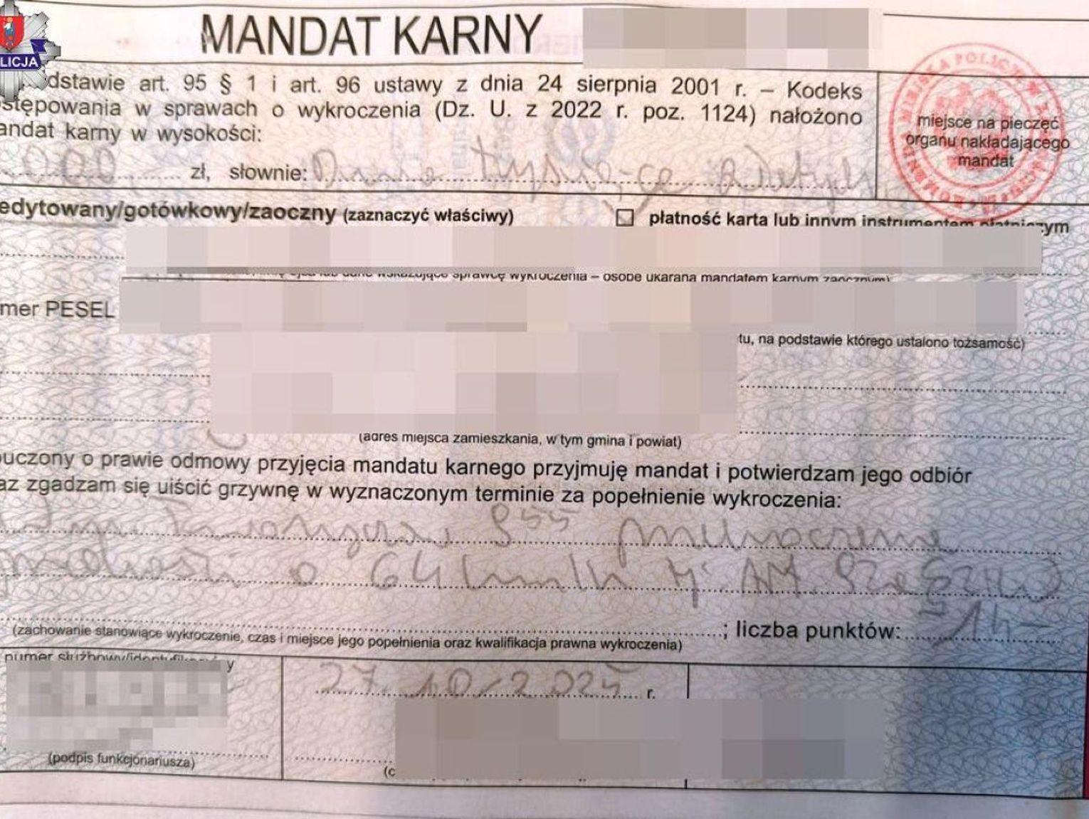 Tworyczów: 52-latek stracił prawo jazdy za przekroczenie prędkości w terenie zabudowanym