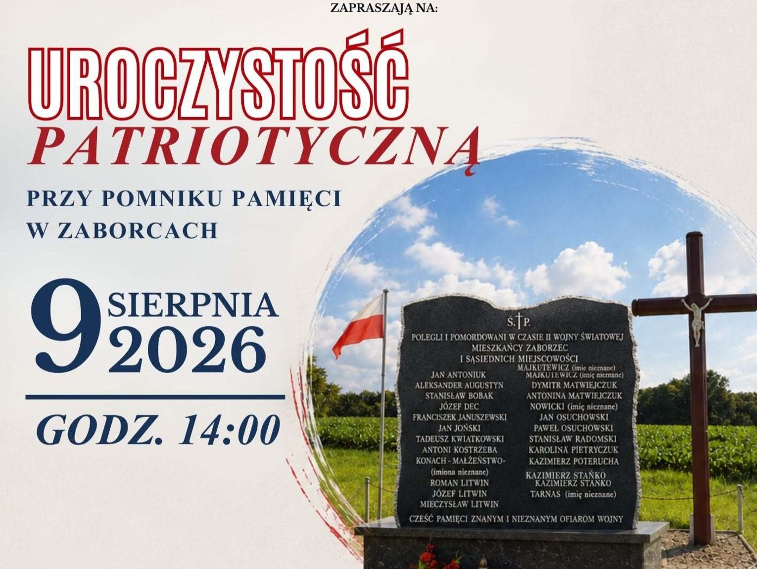 Uroczystość w Zaborcach. Pamięci poległych i pomordowanych [PROGRAM]