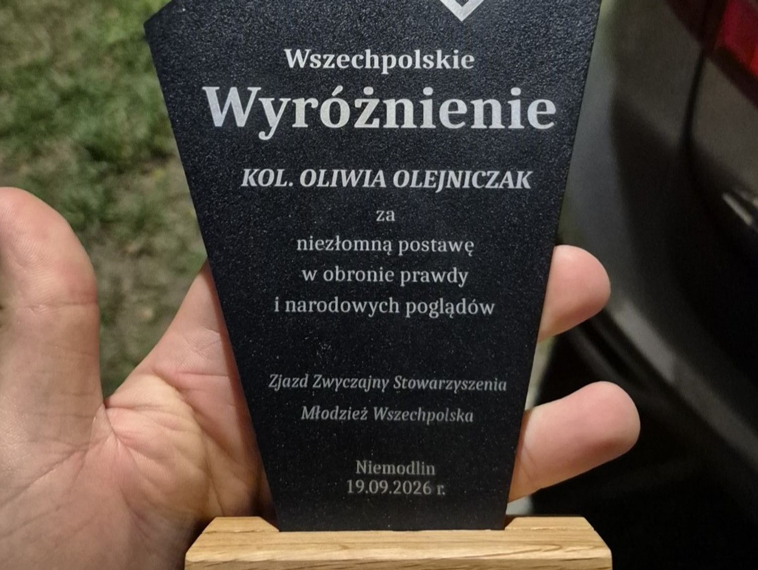 Zamość: Skazana nieprawomocnym wyrokiem Oliwia Olejniczak wyróżniona za „niezłomną postawę”