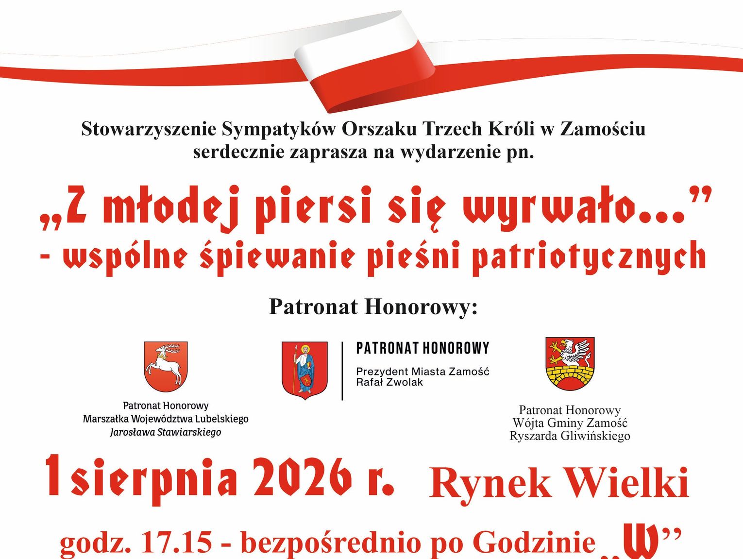 Zamość zaśpiewa 1 sierpnia. Patriotyczne wydarzenie na Rynku Wielkim