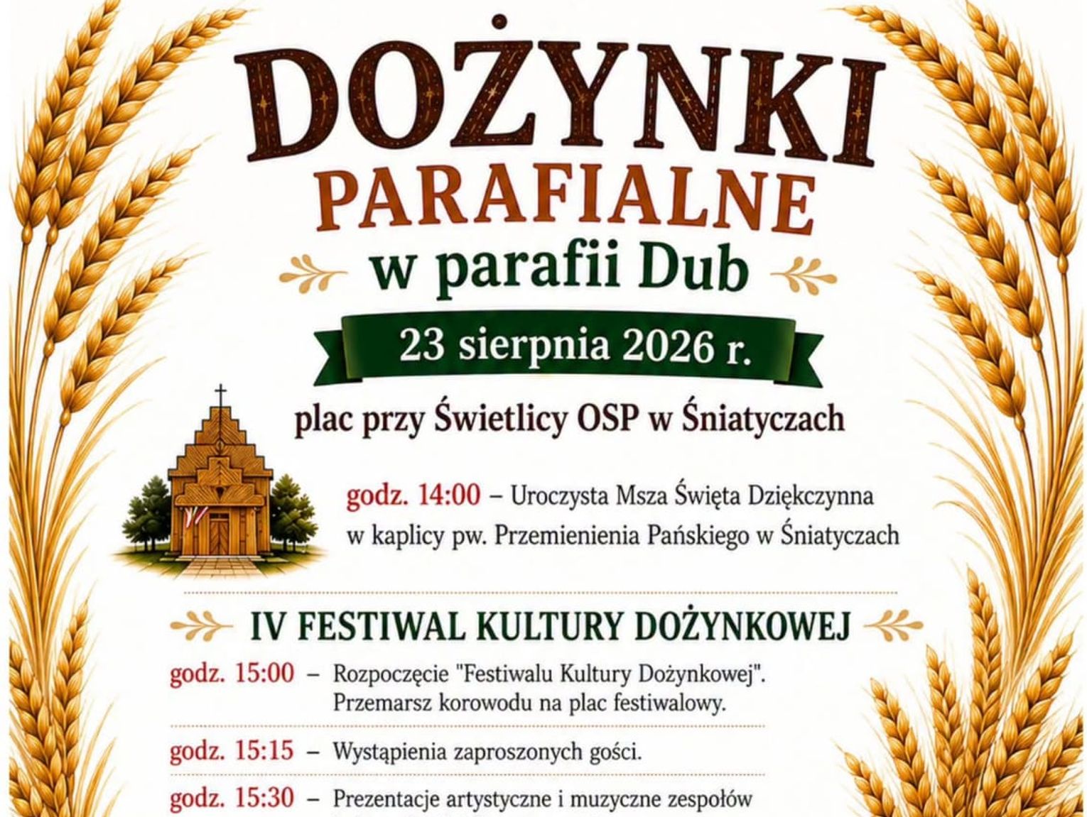 Zapraszamy na dożynki w Śniatyczach