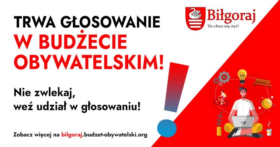 Do rozdysponowania jest 300 tys. zł, a o tym, które z sześciu pomysłów przejdą do realizacji, zdecydują wyłącznie mieszkańcy Biłgoraja.