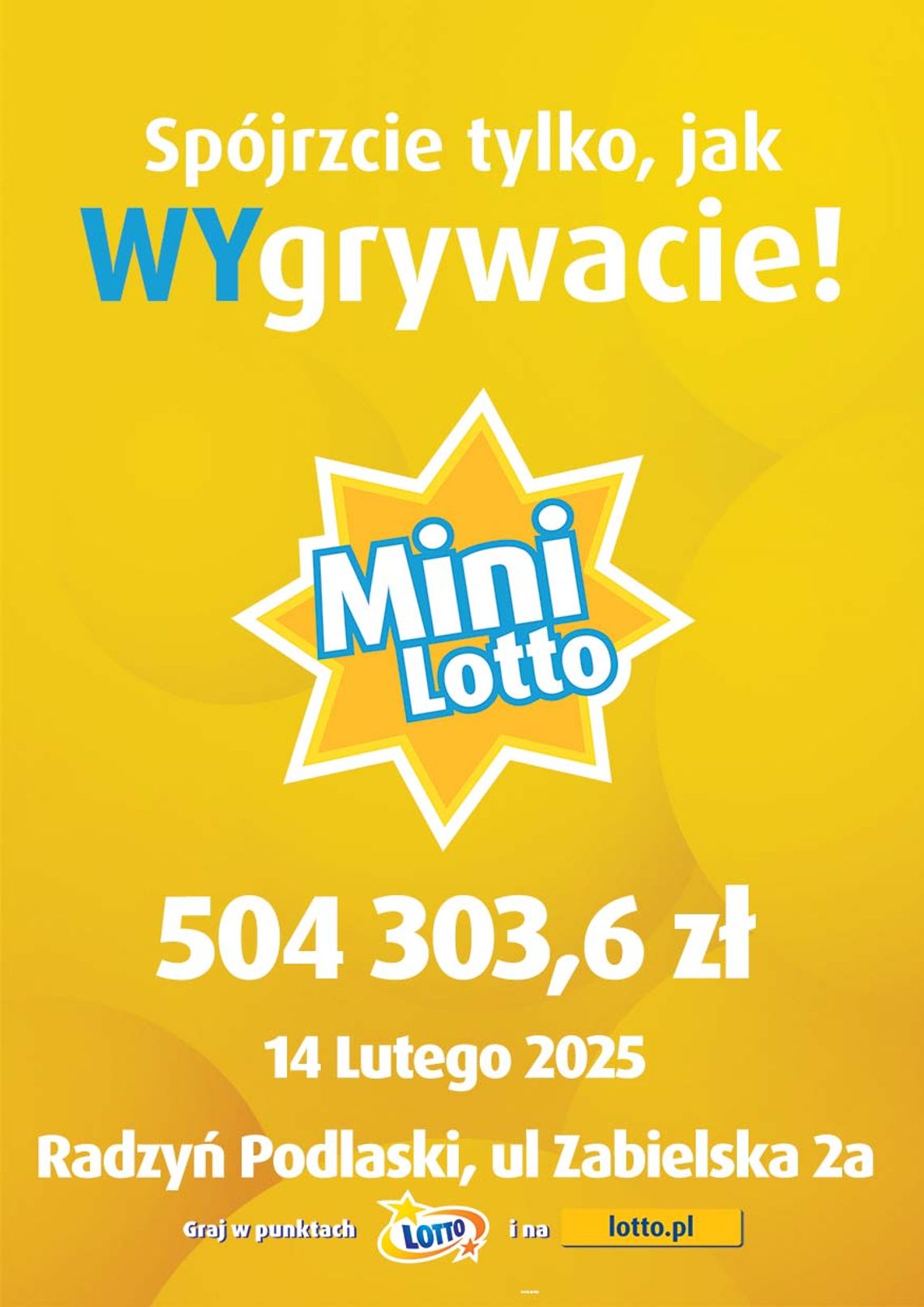 504 303,60 zł.– taka wygrana padła w piątkowym losowaniu Mini Lotto!