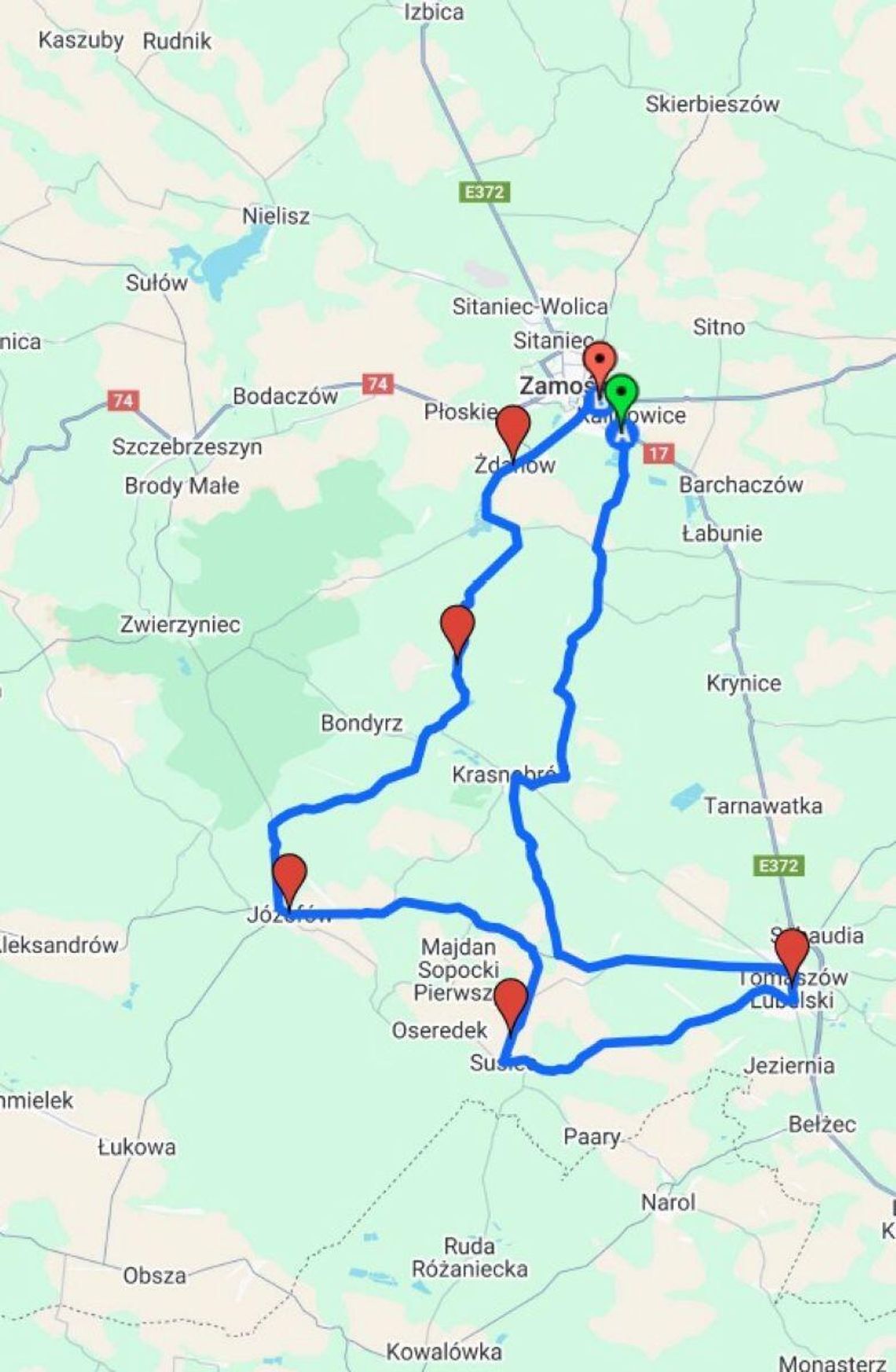 Tomaszowska policja będzie czuwała nad bezpieczeństwem. Apeluje też, by wcześniej zapoznać się z trasą wyścigu. Na zdjęciu trasa zaplanowana na 20 sierpnia.