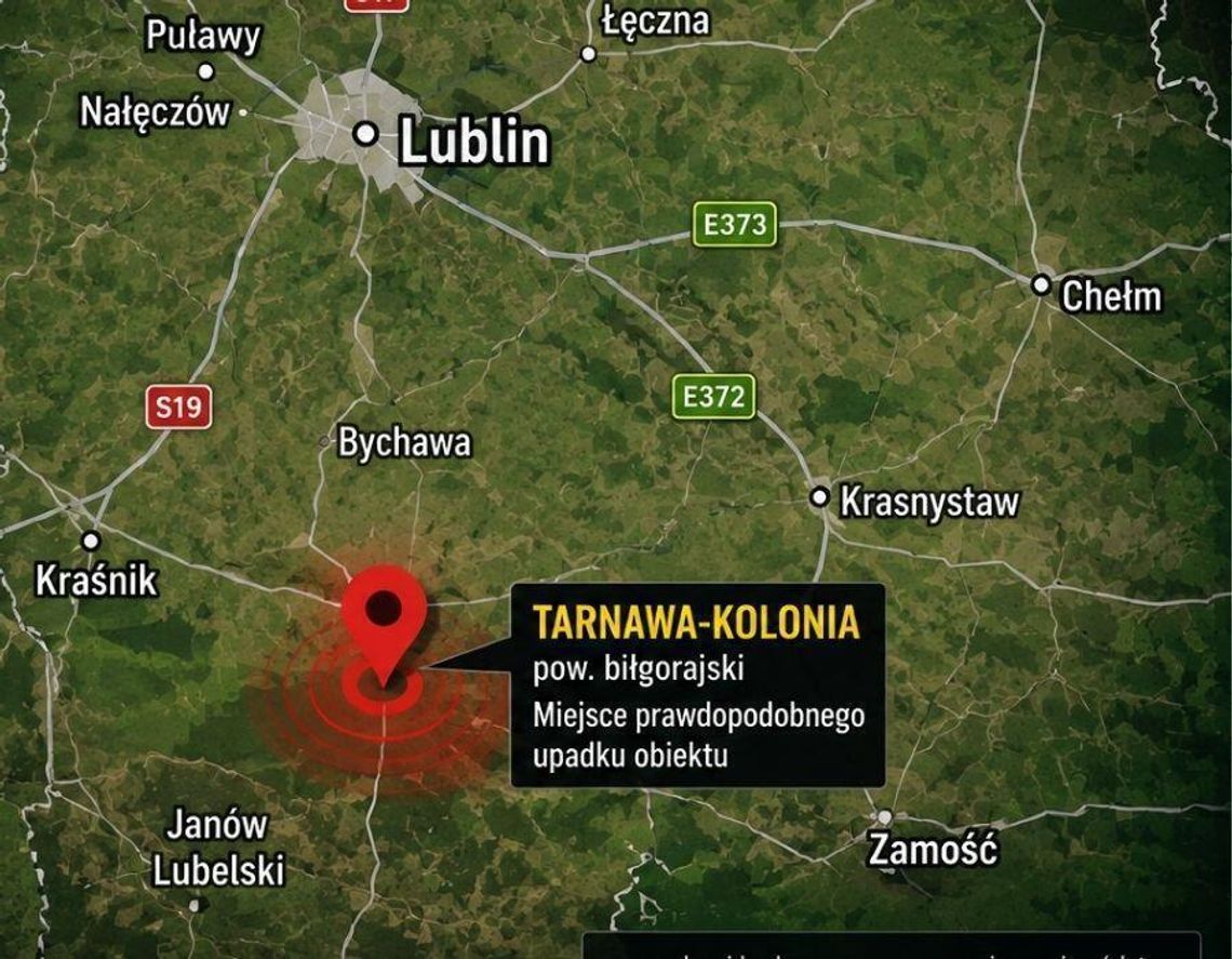 W Tarnawie-Kolonii w powiecie biłgorajskim, służby odnalazły prawdopodobne miejsce upadku niezidentyfikowanego obiektu.
