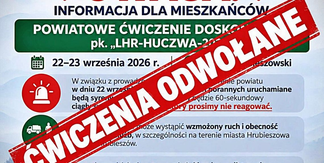 ALERT: Ćwiczenia „LHR-HUCZWA-2026” w powiecie hrubieszowskim nagle ODWOŁANE! ALERT: Ćwiczenia „LHR-HUCZWA-2026” w powiecie hrubieszowskim nagle ODWOŁANE!