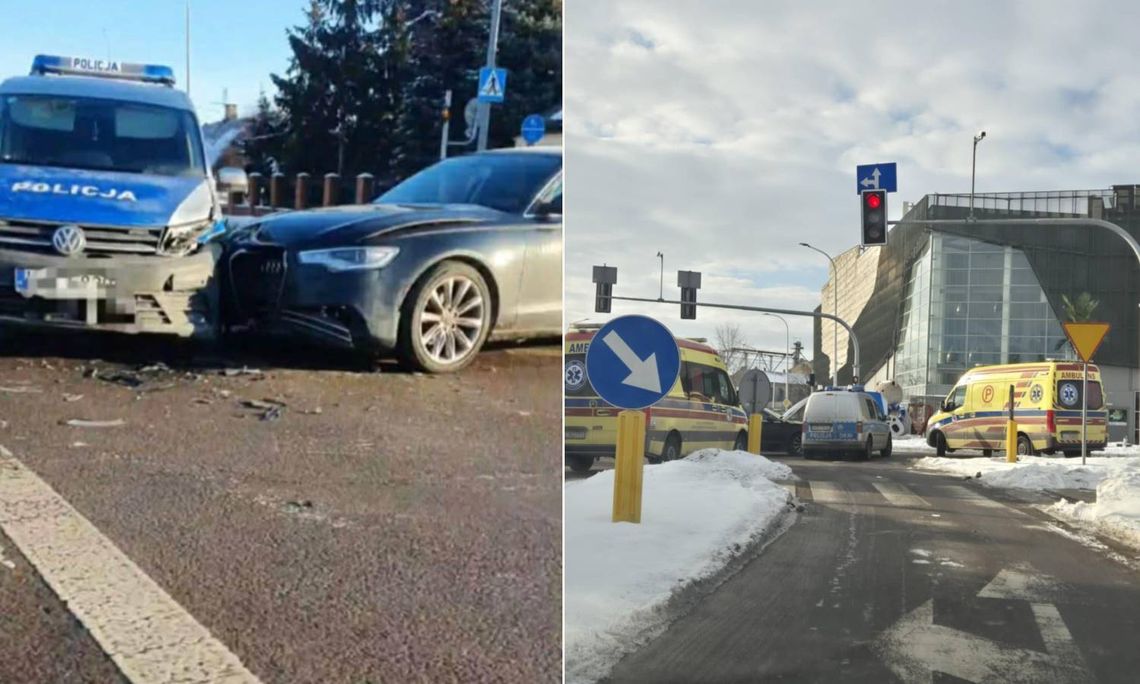 Audi wjechało w radiowóz. Troje policjantów w szpitalu