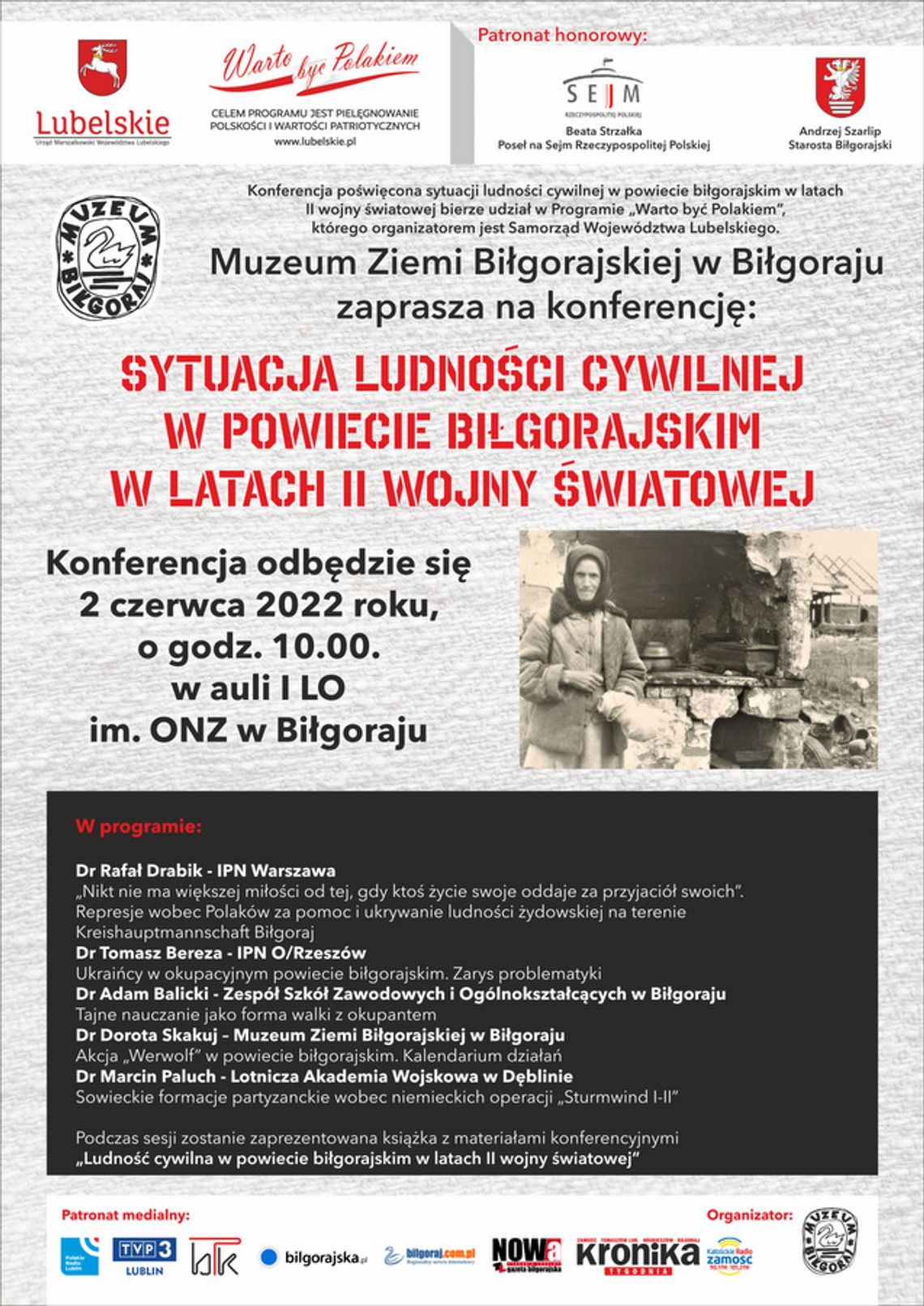 Biłgoraj: Konferencja popularno-naukowa "Sytuacja ludności cywilnej w powiecie biłgorajskim w latach II wojny światowej" 