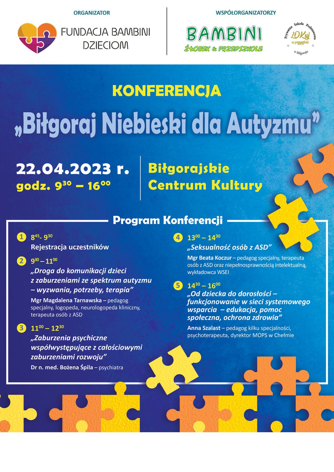"Biłgoraj Niebieski dla Autyzmu" - zaproszenie na konferencję